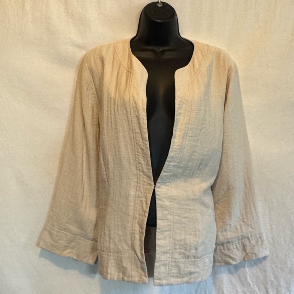B-62 Rafael Cream Lined 3/4 Sleeve Button Front Suit Jacket Size 12